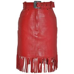 Claude Montana Pencil Skirt - State Of Fringe Lambskin Belted Lambskin Montana Fashion, Fall Fringe, Claude Montana, Belted Skirt, Red Pencil Skirt, Red Fringe, Montana State, Contemporary Wardrobe, Fringe Skirt