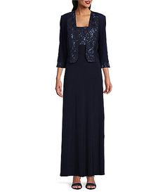 Le Bos Round Neck 3/4 Sleeve Chiffon Tonal Trim Evening 3-Piece Pant Set | Dillard's Mother Of The Bride Suits, Formal Wedding Attire, Mom Wedding Dress, Formal Wedding Guest Dress, Mother Of The Bride Dresses Long, Formal Dresses Gowns, Column Gown, A Line Gown, Beaded Trim