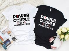 Power Couple Matching Shirt, Funny Couples Shirt Set, Couples Shirt Funny, Gift for Couple, Matching Love Couples T shirt You and Me Tshirt All sales are final, no EXCHANGE or RETURN. The shirts are UNISEX (run big), so, please check the size chart before ordering ⭐⭐ Product Description ⭐⭐ - This is a DTG (Direct to Garment) print, not Vinyl or sublimation. The design is printed direct on the shirt with garment ink. Unisex Crew Neck Shirts - The brand for our unisex crew neck shirts is Bella Can King Queen Shirts, Matching Birthday Shirts, Funny Couple Shirts, Couples Shirts, Couple Matching Outfits, Christian Couples, Couples Christmas, Essential Shirt, Mrs Shirt