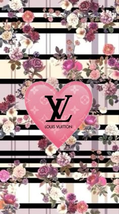 louis vuitton wallpaper with flowers and hearts