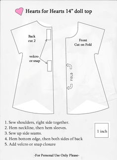 the instructions for how to sew a heart shaped top with short sleeves and an open back