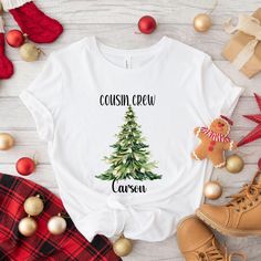 Get these cute cousin crew shirt for your Christmas get togethers. A great way to celebrate with your winter season together. The cousins will love wearing these soft comfy shirts with a cute christmas tree and personalized with their names. Your family will love wearing these matching cousin shirts. Christmas Vinyl Shirts Cousin, Cousin Crew Shirts, Cousin Shirts, Winter Tees, Cousin Gifts, Cousin Crew, Cute Christmas Tree, Comfy Shirts, Crew Shirt