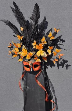 Spring Flutter Spring Mask Ideas, Nature Themed Masquerade Mask, Nature Masquerade Mask, Monarch Butterfly Masquerade Mask, Venetian Masks Art, Theme Carnaval