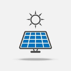 a solar panel with the sun above it on a white background illustration in flat style