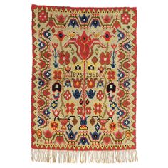 78268 Vintage Finnish Porin Tienoot Ryijy Rug, 04'08 x 06'05. Porin Tienoot Ryijy rugs, originating from the town of Pori, Finland, are a specific type of Finnish Ryijy rugs known for their high quality and distinctive designs, often drawing inspiration from the local culture, traditions, and landscape of the Pori region. Like traditional Ryijy rugs, they boast a thick wool pile and intricate weaving techniques, serving both decorative and functional purposes while embodying the artistic heritag Pori Finland, Scandinavian Rugs, Modern Folk Art, Rya Rug, Tapis Design, Scandinavian Rug, Thick Wool, Art Populaire, Arte Popular