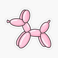 a pink balloon dog sticker sitting on top of a white surface with no background