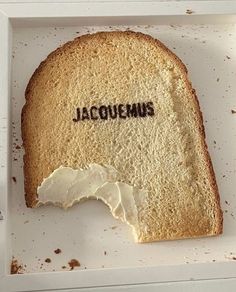 a piece of bread with the word jacopenus written on it