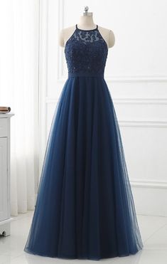 Prom Dress Halter, Tulle Long Prom Dress, Navy Prom Dresses, Dance Attire, Junior Party Dresses, Winter Formal Dresses, Prom Dress Evening, Tulle Bridesmaid Dress, Party Clothes