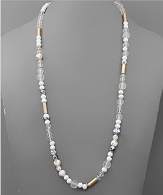 Details: Add a trendy touch with this beaded necklace. - Beaded necklace Content: Lead and nickel free Final sale item Necklace Content, Long Beaded Necklace, Necklace Beaded, Sale Items, Final Sale, Diamond Necklace, Pearl Necklace, Beaded Necklace, White