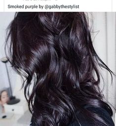 Dark Violet Hair, Pelo Color Borgoña, Violet Hair Colors, Brunette Medium, Highlights Color, Violet Hair, Long Dark Hair, Hair Color Purple