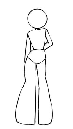 a drawing of a woman standing in front of a white background with the outline of her body