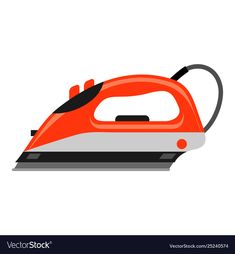 an orange iron on a white background