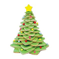 a christmas tree made out of cookies on a white background