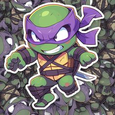 TMNT | Chibi Donatello Sticker - Turbo Vinyl Superhero Stickers, Leonardo Tmnt, Teenage Mutant Ninja Turtles Artwork, Pokemon Stickers, Ninja Turtles Artwork, Tmnt Art, Brand Stickers, Ninja Turtles Art