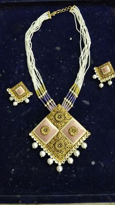 Pearl Necklace Gold Jewelry Antique, Jadtar Set, Pendent Set, Gold Pendent, Choker Necklace Designs, Exotic Jewelry, Gold Necklace Indian