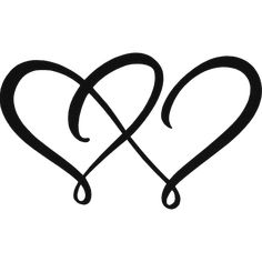 two heart shaped symbols with the word love written in black ink on a white background