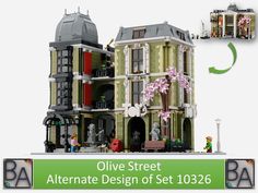 Olive Street - Alternate Design of Set 10326 Natural History Museum, Astronomer, Space Travel, History Museum, Travel Agency, Toy Store, Natural History