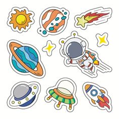 the outer space stickers are in various shapes and sizes