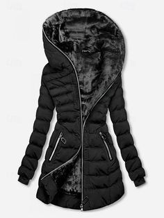 Women's Winter Coats Plus Size Puffer Coat Thicken Fleece Lined Down Jacket Warm Long Parka Coat with Hood 2024 - €45.12 Plus Size Puffer Coat, Elegant Blazers, Cozy Coats, Cozy Jacket, Long Parka, Womens Parka, Quilted Coat, Parka Coat, Winter Jackets Women