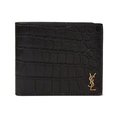 SAINT LAURENT's wallet is ideal for various credit, business and ID cards. It's made from glossy croc-effect leather and detailed with the house's iconic YSL monogram in gold. Designer Crocodile Pattern Wallet, Designer Crocodile Pattern Rectangular Wallet, Luxury Formal Wallet With Crocodile Pattern, Luxury Rectangular Wallet With Crocodile Pattern, Luxury Business Wallets With Crocodile Pattern, Luxury Wallets With Crocodile Pattern For Business, Luxury Wallet With Crocodile Pattern, Luxury Crocodile Pattern Wallet For Business, Luxury Crocodile Pattern Wallets For Business