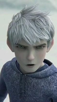 an animated image of a boy with grey hair