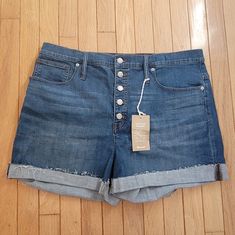 Brand New With Tags! Madewell High Rise Denim Shorts With Button Fly Closure And Plenty Of Stretch. Women's Size 33 (Us 16 Equivalent). These Run A Bit Snug For A 16; They Fit A 16 But Are A Fitted Style, Not Baggy In The Waist Or Hips. Roomy At The Leg Opening. 96% Cotton, 1% Elastane, 3% Other Never Worn. High Rise Denim Shorts, Fitted Style, High Rise Denim, Jean Shorts, Madewell, Denim Shorts, High Rise, Womens Sizes, Womens Shorts