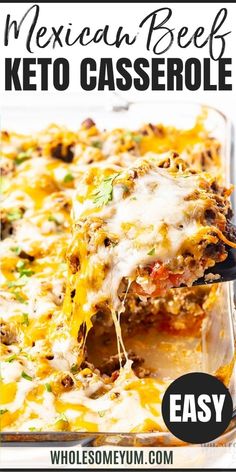 mexican beef keto casserole with text overlay