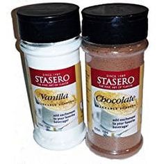 two jars of chocolate and vanilla powder