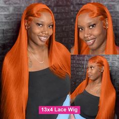 Luvin 30 32 Inches Straight Ginger Orange Human Hair Wig Lace Front 13x4 13x6 HD Frontal Colored Hair Ginger, Wig Lace Front, Wig Lace, Colored Wigs, Lace Front Human Hair, Frontal Wig, Human Hair Wig, Womens Wigs, Lace Frontal Wig