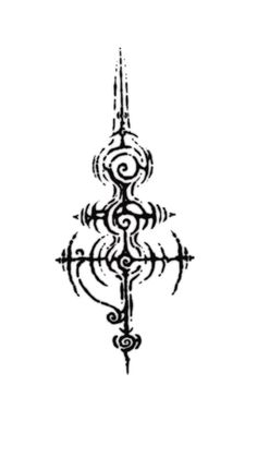 a black and white drawing of a cross