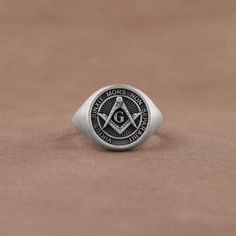 Round Freemason Symbol Mens Signet Ring, 925 Sterling Silver Master Mason Ring,  Handmade Silver Mens Statement Ring, Meaningful Jewelry ✅ Handcrafted with love and joy, this ring will be with you for years to come, possibly even taking its place as a family heirloom for generations to come!  ✅ With its detailed handmade engravings, this silver ring will catch some serious attention and make a beautiful gift for your beloved ones. ✅ It's very elegant and classy for everyday use but also can be p Classic Silver Signet Ring With Maker's Mark, Mason Ring, Freemason Symbol, Mens Signet Ring, Signet Ring Men, Masonic Ring, Meaningful Jewelry, Family Heirloom, Ring Handmade