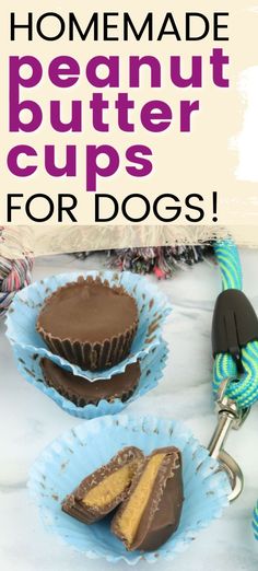 homemade peanut butter cups for dogs with text overlay