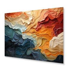 an abstract painting on canvas with wavy shapes