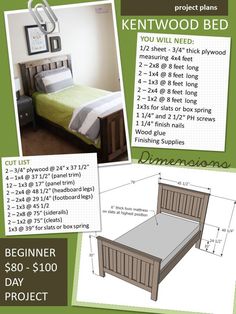 a bed frame is shown with measurements for it