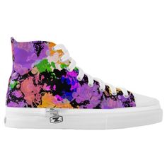 Paint Splattered Black Hi Top Skate Black Evening Shoes, Shoes Skate, Black High Top Shoes, Black Canvas Shoes, Shoes Sneakers Black, Black High Top Sneakers, Rainbow Sneakers, Colorful Sneakers, Mens Fashion Business