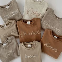 six t - shirts with the names of different countries