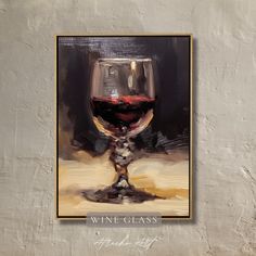 a painting of a wine glass on a wall