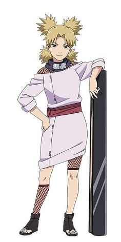 an anime character is standing next to a pole with her hands on her hips and looking at the camera