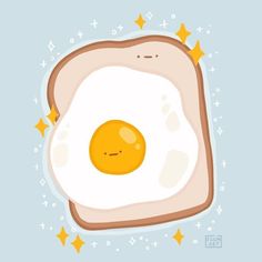 an egg on toast with stars around it