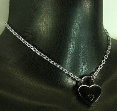 Locked Chain Collar Silver Tone Heart Lock by PinchtheMuse, $28.00 Gothic Heart-shaped Choker For Gift, Gothic Heart Charm Choker Jewelry, Gothic Heart Pendant Chain Jewelry, Silver Heart Lock Jewelry, Silver Heart-shaped Lock Jewelry, Heart-shaped Metal Choker For Gifts, Silver Heart Chain Choker, Silver Heart-shaped Chain Choker, Heart-shaped Lock Jewelry For Valentine's Day