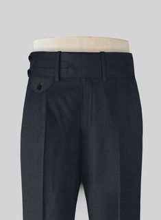 Elevate your formal demeanor with our Blue Merino Double Gurkha Wool Trousers. Crafted from wool and polyester blend, the trousers being light in weight offers maximum breathability and are perfect for days when convenience is of equal importance to the style, also the trouser hue makes it versatile wear for summer, winter, corporate or for pleasure. 
 
Look Includes   Blue Merino Wool Fabric  Cross Pocket  Two Pleated Front  Double Button Fastening Wide Waistband  Diamond Pocket On Right  1.5in Luxury Wool Dress Pants With Concealed Placket, Luxury Tailored Wool Bottoms, Luxury Tailored Wool Dress Pants, Luxury Tailored Dress Pants With Button Closure, Luxury Trousers With Hidden Button Closure, Luxury Wool Dress Pants For Semi-formal Occasions, Luxury Workwear Trousers, Luxury Semi-formal Wool Dress Pants, Luxury Blue Trousers