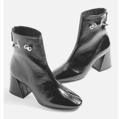 Black Brand New Ankle Boots W/Piercing Detailheel: 2.5 Inches Approximately Chic Black Heeled Boots With Metal Feet, Black Ankle Boots, New Color, Bootie Boots, Ankle Boot, Ankle Boots, Topshop, Women Shoes, Brand New