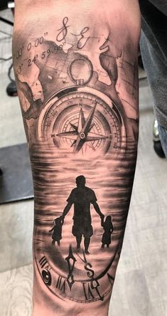 a man with a clock tattoo on his arm