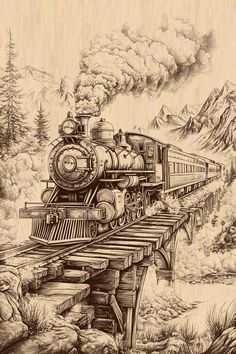 Steam Locomotive Drawing, Cabin Sketch, Laser Engraving Ideas, Drawing Methods, Drawing Pro, Train Drawing, Landscape Pencil Drawings, Train Design, Barn Pictures