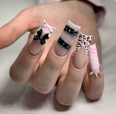 Girly Acrylic Nails, Exotic Nails, Sims4 Clothes, Long Square Acrylic Nails, Kawaii Nails, Short Acrylic Nails Designs