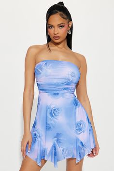 Available In Lavender. Printed Mesh Mini Dress Strapless Straight Neckline Ruched Ruffle Hem Lined Stretch Length = 33" Disclaimer Print Placement May Vary Shell: 95% Polyester 5% Spandex Lining: 100% Polyester Imported | Rosaline Printed Mesh Mini Dress in Lavender size 2X by Fashion Nova Lavender Ruched Mini Dress For Summer, Strapless Purple Mini Dress For Spring, Strapless Lavender Mini Dress For Spring, Lavender Strapless Mini Dress For Spring, Mini Dress Strapless, Lavender Fashion, Mesh Mini Dress, Straight Neckline, Print Placement