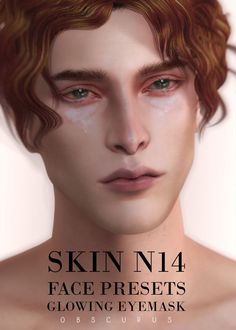 a man with red hair and green eyes is featured in the ad for skin n4 face presets glowing eyemask