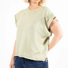 New With Tags Color: Sage Cool And Effortless Tee Designed In A Ruffled Cap-Sleeve Silhouette With Distressing Throughout For Added Dimension. Scoop Neckline Raw Hemlines Yoking Detail At Top Xs: Length: 20 1/2 Pit To Pit: 20 S: Length: 23 Pit To Pit: 20 1/2 Fiber Content: 100% Cotton Distressed Cotton Muscle Tee With Crew Neck, Distressed Tops For Loungewear With Relaxed Fit, Distressed Relaxed Fit Tops For Loungewear, Distressed Tops For Loungewear, Summer Distressed Tops For Loungewear, Everyday Distressed Cotton Tops, Everyday Cotton Distressed Tops, Sporty Distressed Tops With Relaxed Fit, Sporty Distressed Relaxed Fit Tops