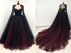 Burgandy Black Wedding Dress, Black And Burgundy Dress, Black And Maroon Wedding Dress, Red And Black Ball Gown, Red And Black Dresses, Alternative Bride Dress, Maroon Wedding Dress, Gothic Ball Gown, Dark Red Wedding