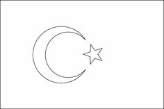 the crescent and star are drawn in one line on a white background, with black border